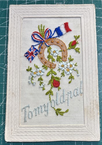 Ww1 silk postcard my old - ww1,